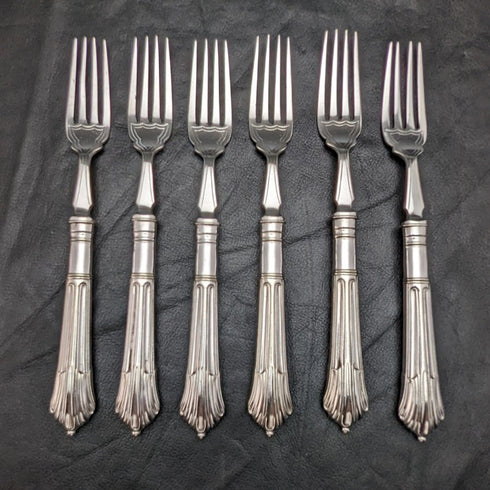 British antique silver plated cutlery set 6x2 Albany pattern in tray